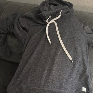 Vuori Charcoal Gray Hooded Pullover with White Drawstrings